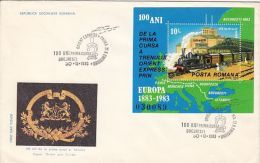 TRAIN, LOCOMOTIVE, ORIENT EXPRESS ANNIVERSARY, COVER FDC, 1983, ROMANIA - Trains