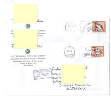 2 Timbres Portugal "navegadores Portugeses" Sur 2 Enveloppes Universidade Nova De Lisboa - Lettres & Documents