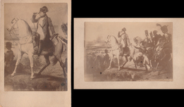 Battle At Wagram - Set Of 2 Vintage Reproduction Photos Napoleon On A Horse, After Verney Painting Bataille De Wagram - Célébrités