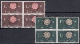 ESPAÑA 1960 Nº 1294/1295 EN BLOQUE DE CUATRO NUEVO PERFECTO - Usados