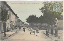 69 SAINT-LAURENT-DE-CHAMOUSSET . Place Des Roches Couleur , édit : Delorme L'Arbresle, écrite En 1909 , état Extra - Saint-Laurent-de-Chamousset