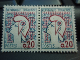 2 Timbre Marianne De COCTEAU 0,20 F Oblitération Légère, Beaux Timbres - 1961 Marianne De Cocteau