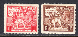 Great Britain 1924 Mint No Hinge, Sc# 185-186 - Unused Stamps