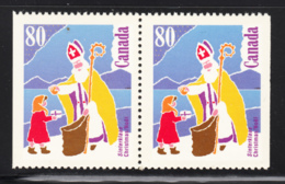 Canada 1991 MNH Sc #1341as 80c Sinterklaas Booklet Pair Ex BK136 - Postzegels