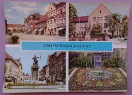 Grossenhain - Multiview - Freuenmarkt, Dianabrunnen, VVN-Gedenkstatte Und Neue Berufschule, Blrumenuhr - Nv G2 - Grossenhain