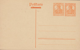 Germany Deutsches Reich Postal Stationery Ganzsache 1920 7½ Neben 7½ Pf. Germania Postkarte Antwortvermerke Durchgebalkt - Cartes Postales