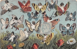 ¤¤  -  Carte Fantaisie  -  Bébés Multiples  -  Papillons   -   ¤¤ - Papillons