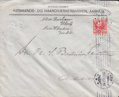 Denmark KØBMANDS- OG HAANDVÆRKERBANKEN, TMS Cds. AARHUS 1912 Cover Brief ASSENS (Arr. Cds.) 10 Øre Fr. VIII. Stamp - Lettres & Documents