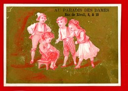 Au Paradis Des Dames, Chromo Calendrier 1878, Personnages, La Sellette - Sonstige & Ohne Zuordnung