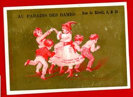 Au Paradis Des Dames, Chromo Calendrier 1878, Personnages, Je Tiens La Queue De Mon Loup - Sonstige & Ohne Zuordnung