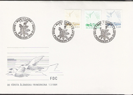 Åland Aland 1984 Fishing Boat From Eckerö, Flag, Map, Coin Mi 1-6 In Two Covers  FDC - Aland