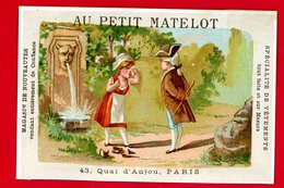 Paris, Au Petit Matelot, Jolie Chromo Lith. Alfred Clarey, Couple, Fontaine, Pot Cassé - Sonstige & Ohne Zuordnung