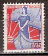 Timbre France Y&T N°1234 (04) Obl.  Marianne à La Nef.  25 C. Bleu Et Rouge. Cote 0,15 € - 1959-1960 Maríanne à La Nef