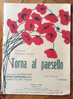 SPARTITO MUSICALE VINTAGE TORNA AL PAESELLO Di A.Giuliani  CASA MUSICALE EMILIO GENNARELLI & C. NAPOLI - Musique Folklorique