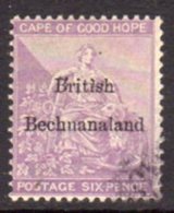 Bechuanaland 1884 6d Red-purple Overprint On Cape Of Good Hope, Wmk. Anchor, Used, SG 7 (BA2) - 1885-1895 Kolonie Van De Kroon