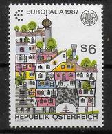 AUTRICHE    N°  1705   * *  ( Cote 4.50e )  Europa Tableaux Maison Du Peintre Hundertwasser - 1987