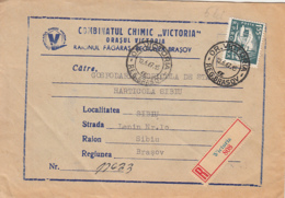 SHIP STAMP, REGISTERED VICTORIA 808, VICTORIA CHEMICAL PLANT HEADER COVER, 1967, ROMANIA - Lettres & Documents