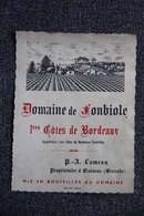 Etiquette - BORDEAUX : Domaine De FONBIOLE , P.A LUMEAU, Propriétaire à QUINSAC - Bordeaux