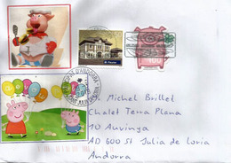New Swiss Lucky Pig Stamp, Glücksschweinchen, Lettre Adressée Andorra,avec Timbre à Date Arrivée - Briefe U. Dokumente
