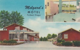 Portland Oregon, Melgard's Motel, Lodging, C1950s Vintage Linen Postcard - Portland