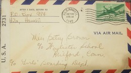 O) 1942 UNITED STATES- HILO HAWAII-POSSESSION-CENSORSHIP USA 2731,VIA AIRMAIL, TWIN MOTORED TRANSPORT PLANE SC C29,XF - Hawaii