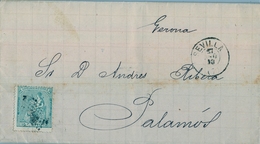 1873 , SEVILLA - PALAMÓS ( GERONA ) , CARTA CIRCULADA , LLEGADA AL DORSO - Briefe U. Dokumente