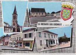 CPM : La Fresnaye Sur Chedouet (72) Multivues  église, Centre, Ecole, Poste    Combier Macon Blason - La Fresnaye Sur Chédouet