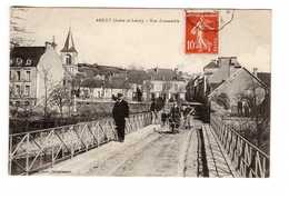 37 Abilly Vue D' Ensemble Pont Passerelle Cpa Carte Animée Cachet Convoyeur Ligne Port De Piles Au Blanc 1910 - Other Municipalities