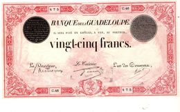 Billet De 25 Francs ND(1920-1944) Banque De La Guadeloupe Alphabet C.46 En TTB++ - Oostelijke Caraïben