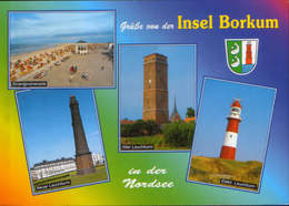 Germany  - Postcard  Circulated  1993 - Borkum Island - New Lighthouse, Old Lighthouse, Electric Lighthouse - 2/scans - Borkum