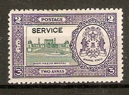 INDIA - BHOPAL 1938 2a OFFICIAL SG O338 MOUNTED MINT Cat £19 - Bhopal