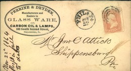 1864, Beautiful Advertising Envelope "CARBON OIL & LAMPS From Philadelphia, USA Scarce "PHILA PA." Duplex - Autres & Non Classés