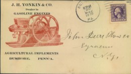 1909, Advertising Envelope "GASOLINE ENGINES", "AGRICULTURAL IMPLEMENTS"-Dushore, Penn' A, USA - Autres & Non Classés