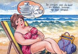 CPSM - Thèmes - Illustrateurs - Humour - Die Zorgen Aan De Kant ... - Contemporain (à Partir De 1950)