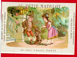 Paris, Au Petit Matelot, Jolie Chromo Lith. Alfred Clarey, Couple, Petit Singe - Sonstige & Ohne Zuordnung