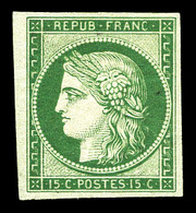 (*) N°2e, 15c Vert, Impression De 1862. TB  Qualité: (*)  Cote: 850 Euros - 1849-1850 Ceres