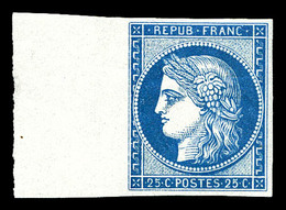 ** N°4d, 25c Bleu Impression De 1862 Bord De Feuille Latéral, Fraîcheur Postale, SUPERBE (certificat)   Qualité: ** - 1849-1850 Cérès