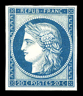 * N°8f, Non émis, 20c Bleu Impression De 1862, Fraîcheur Postale, TTB (certificat)  Qualité: *  Cote: 800 Euros - 1849-1850 Cérès