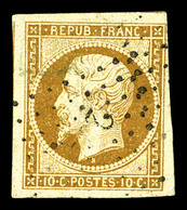 O N°9, 10c Bistre-jaune, Obl Pc, TTB (signé Calves)  Qualité: O  Cote: 850 Euros - 1852 Louis-Napoléon