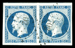 O N°10, 25c Bleu En Paire, Très Grandes Marges Avec Voisins. SUP (signé Brun/certificat)  Qualité: O - 1852 Louis-Napoleon