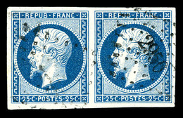 O N°10, 25c Bleu En Paire, Jolie Pièce. TTB (signé Scheller)  Qualité: O - 1852 Louis-Napoléon