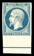 * N°10b, 25c Bleu Bord De Feuille Avec Filet D'encadrement, Jolie Pièce, TTB (signé Calves/certificats)  Qualité: *  Cot - 1852 Louis-Napoléon