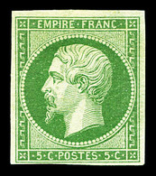 * N°12b, 5c Vert-foncé, Frais. TTB (signé Calves/certificat)  Qualité: *  Cote: 2000 Euros - 1853-1860 Napoleon III