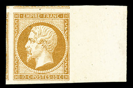 * N°13B, 10c Brun Clair Type II, Très Grandes Marges Dont 3 Voisins Et Bord De Feuille Latéral. SUP (signé Calves/certif - 1853-1860 Napoléon III.