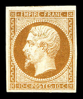 * N°13B, 10c Bistre Type II, TB (signé Calves/certificat)  Qualité: *  Cote: 1000 Euros - 1853-1860 Napoleon III