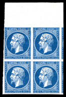 ** N°14A, 20c Bleu Type I En Bloc De Quatre Haut De Feuille Avec Voisins, Fraîcheur Postale. SUP (certificat)  Qualité:  - 1853-1860 Napoléon III.