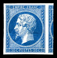 ** N°14A, 20c Bleu Type I, Belles Marges Avec Voisin. TTB (certificat)  Qualité: ** - 1853-1860 Napoléon III