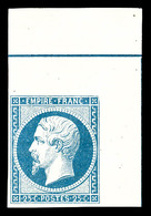 * N°15b, 25c Bleu, Coin De Feuille Intégral Avec Double Filet D'encadrement, Quasi **. SUP. R.R. (signé Calves/certifica - 1853-1860 Napoleon III