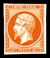 ** N°16, 40c Orange, FRAÎCHEUR POSTALE, SUPERBE (certificat)  Qualité: ** - 1853-1860 Napoleone III