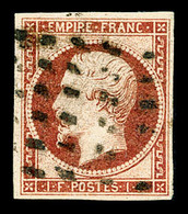 O N°18, 1F Carmin Obl Gros Points Carrés, TTB (signé Calves/certificat)  Qualité: O  Cote: 3500 Euros - 1853-1860 Napoléon III.